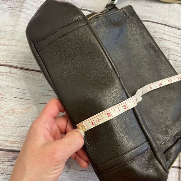 Coach Heritage Web Leather Map Messenger Bag Crossbody Brown with Striped Strap - Picture 14 of 14